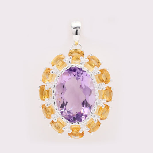 7.06 Ct Oval Amethyst 925 Silver Pendant