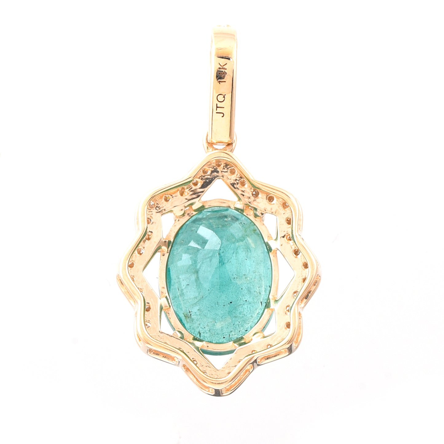 2.46 Ct Oval Mixed Cut Natural Emerald 14K Gold Pendant