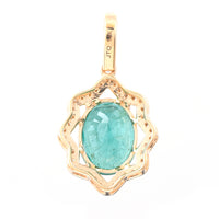 2.46 Ct Oval Mixed Cut Natural Emerald 14K Gold Pendant
