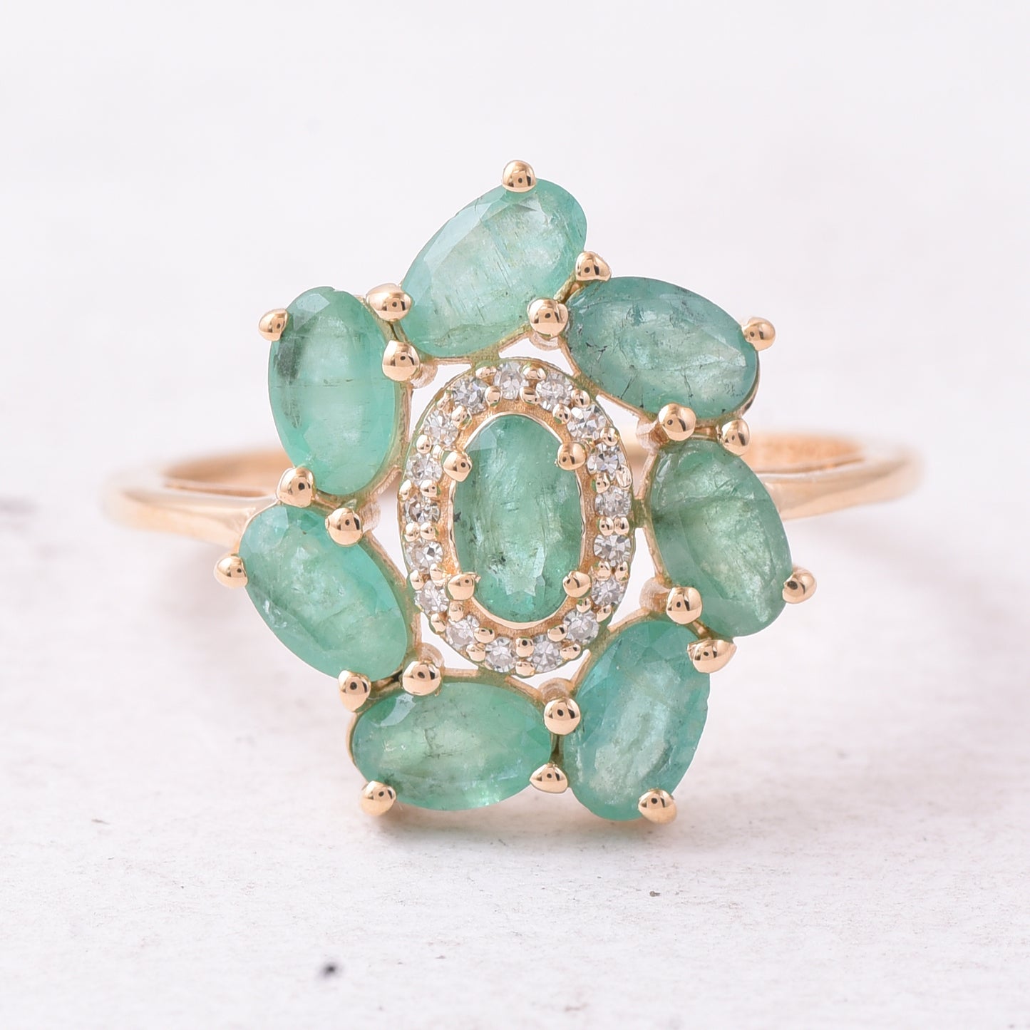 3.01 Ct Oval Mixed Cut Natural Emerald 14K Gold Ring
