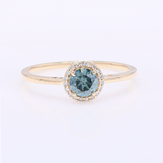 0.57 Ct Round Blue Diamond 14K Gold Ring