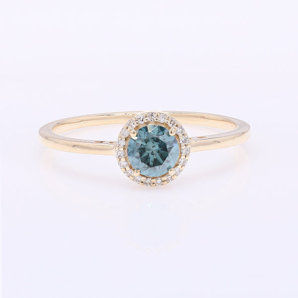 0.57 Ct Round Blue Diamond 14K Gold Ring