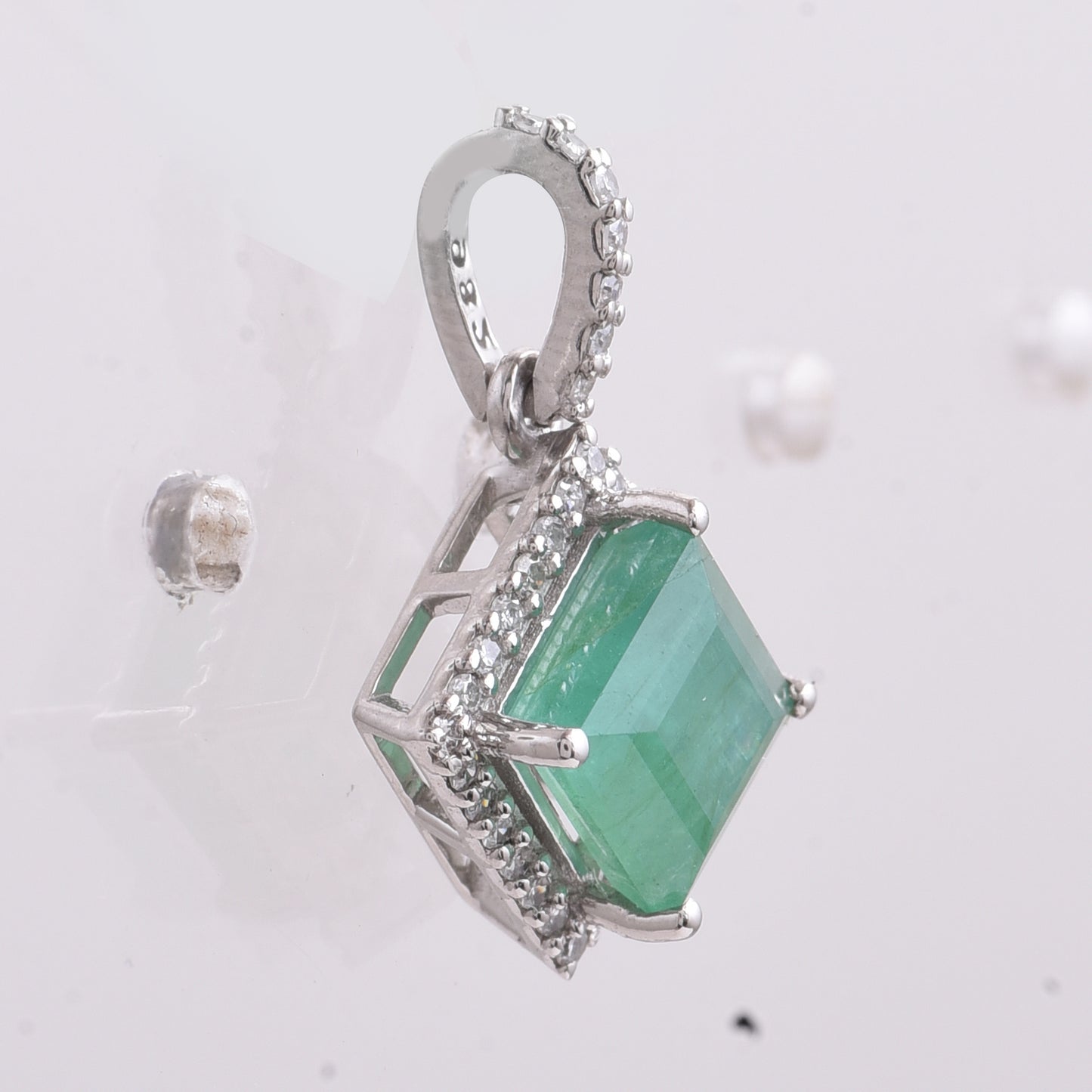 1.51 Ct Square Step Cut Natural Emerald 950 Platinum Pendant