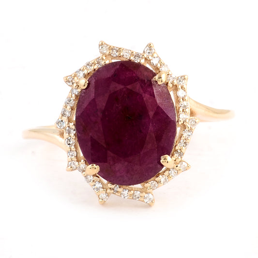 2.56 Ct Oval Mixed Cut Natural Corundum Ruby 14K Gold Ring
