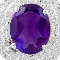 4.54 Ct Oval Created Amethyst, Cubic Zirconia 925 Sterling Silver Ring
