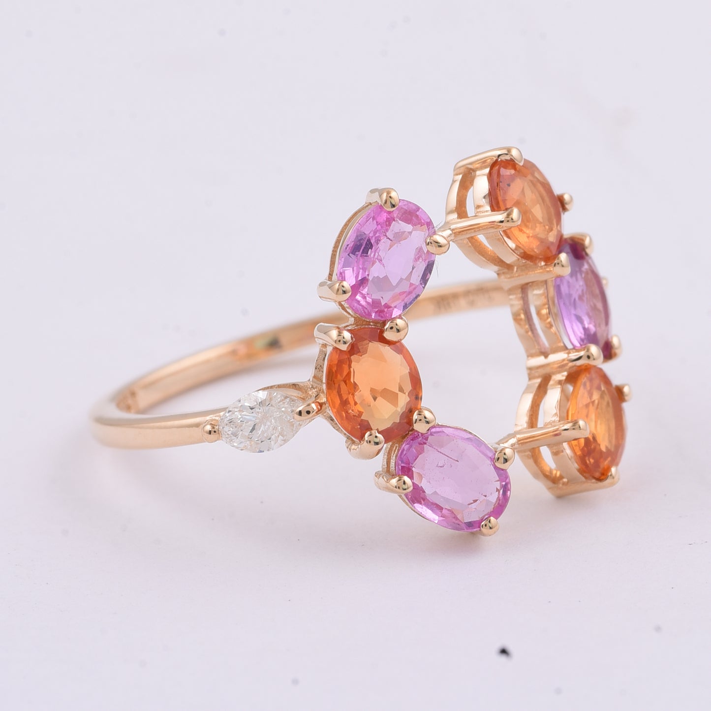 1.99 Ct Oval Natural Multi-Coloured Sapphire 14K Gold Ring