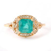 1.57 Ct Cushion Mixed Cut Natural Emerald 14K Gold Ring
