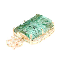 16.56 Ct Fancy Carving Natural Beryl Emerald 14K Gold Pendant