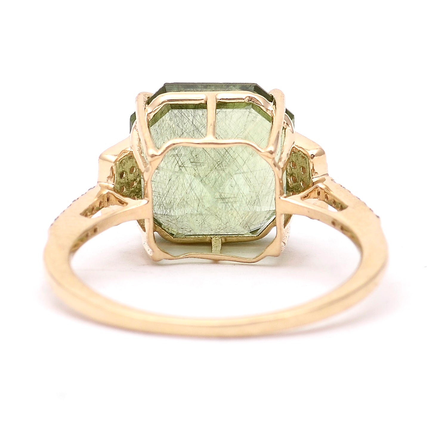 6.62 Ct Octagon Natural Eridot 14K Gold Ring