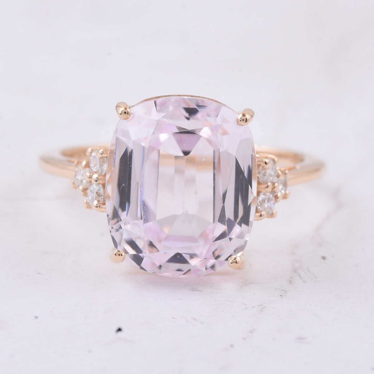 8.20 Ct Cushion Natural Kunzite 14K Gold Ring