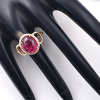 4.94 Ct Oval Cabochon Cut Natural Tourmaline 14K Gold Ring