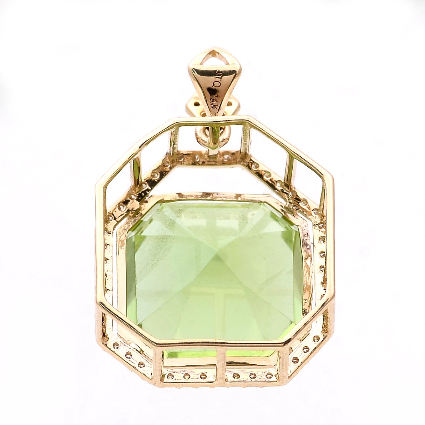 10.30 Ct Octagon Natural Eridot 14K Gold Pendant