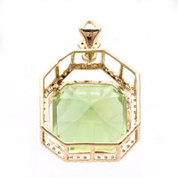 10.30 Ct Octagon Natural Eridot 14K Gold Pendant