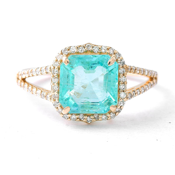 2.30 Ct Octagon Step Cut Natural Emerald 14K Gold Ring