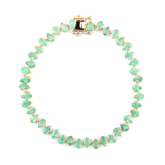 7.68 Ct Pear Emerald 14K Gold Braclet