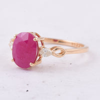 2.82 Ct Oval Natural Ruby 14K Gold Ring