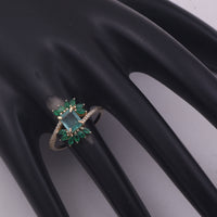 1.23 Ct Octagon Step Cut, Marquise Mixed Cut Natural Emerald 14K Gold Ring