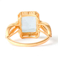 3.14 Ct Octagon Step Cut Natural Aquamarine 14K Gold Ring