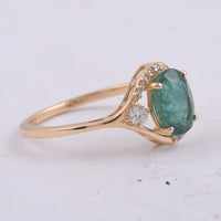 1.39 Ct Oval Natural Emerald 14K Gold Ring