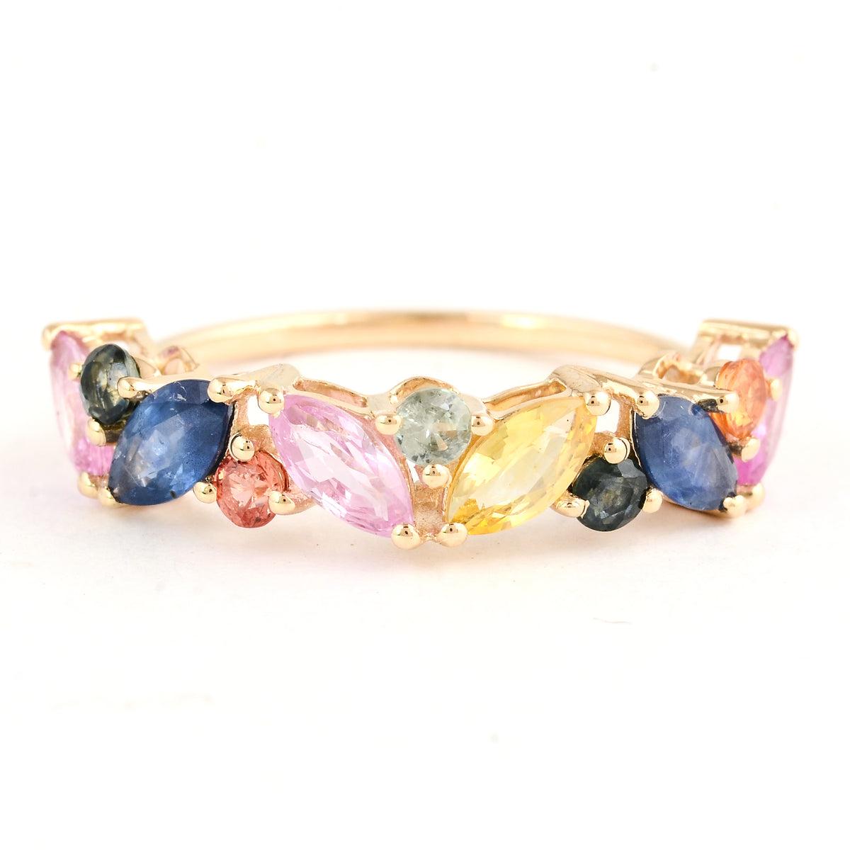 2.41 Ct Pear Multi Sapphire 14K Gold Ring