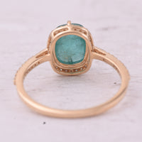 2.23 Ct Cushion Cabochon Cut Natural Emerald 14K Gold Ring