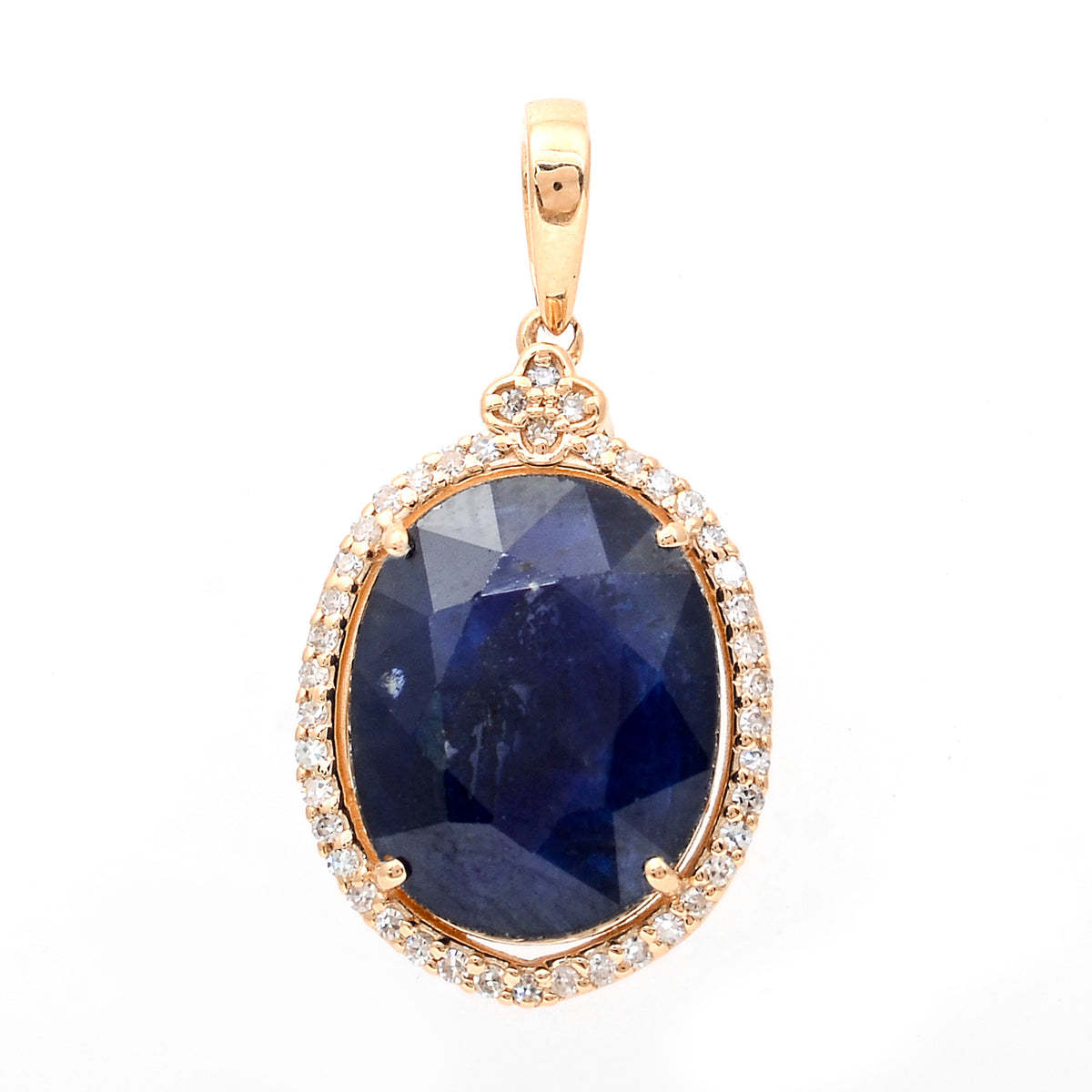 5.80 Ct Oval Mixed Cut Natural Sapphire 14K Gold Pendant
