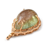 12.65 Ct Pear Cabochon Cut Natural Tourmaline 14K Gold Pendant