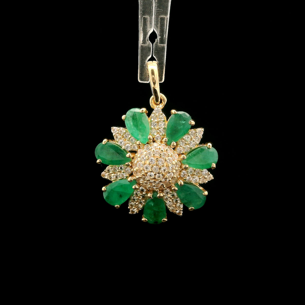 1.89 Ct Pear Emerald 14K Gold Pendant