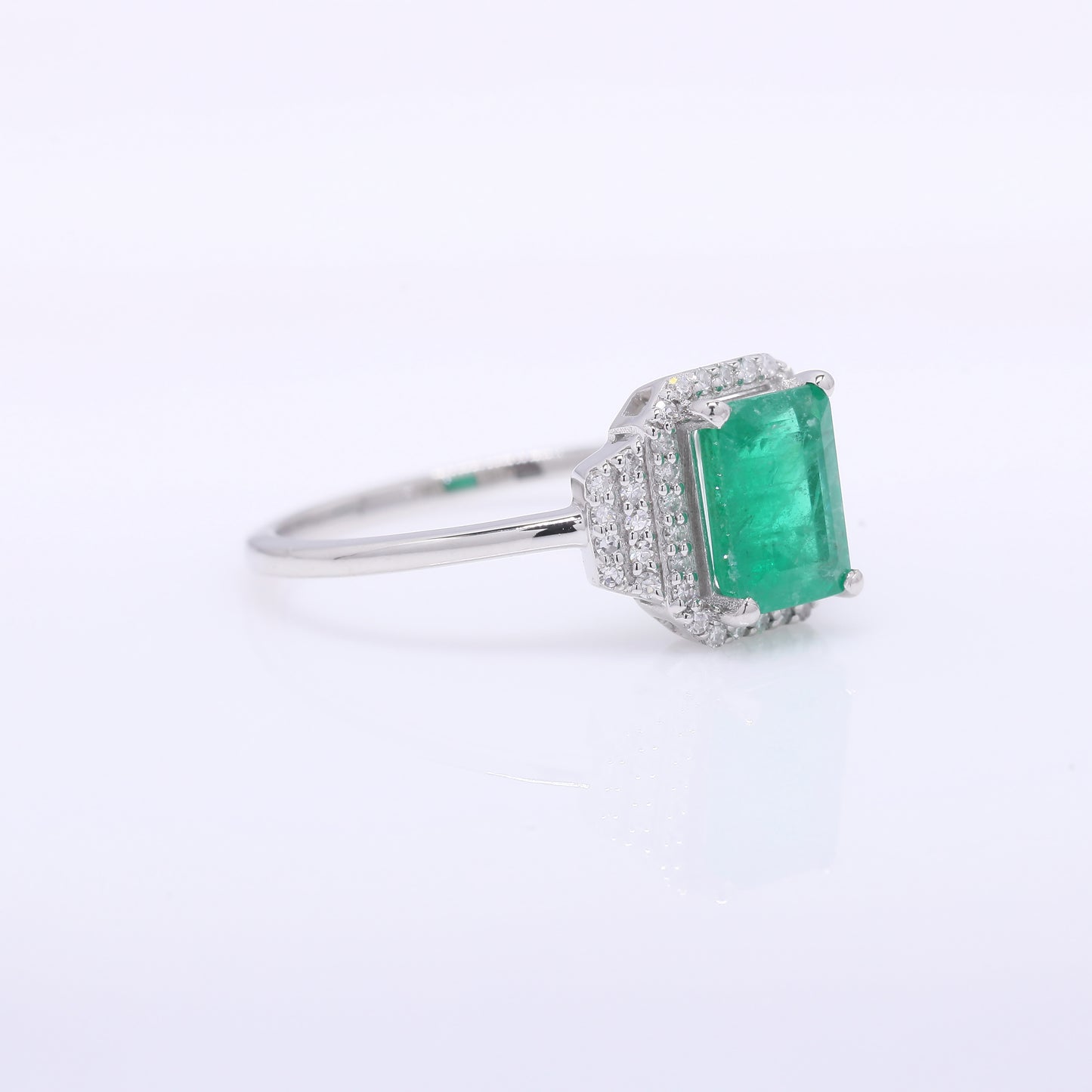 1.31 Ct Octagon Step Cut Natural Emerald 950 Platinum Ring