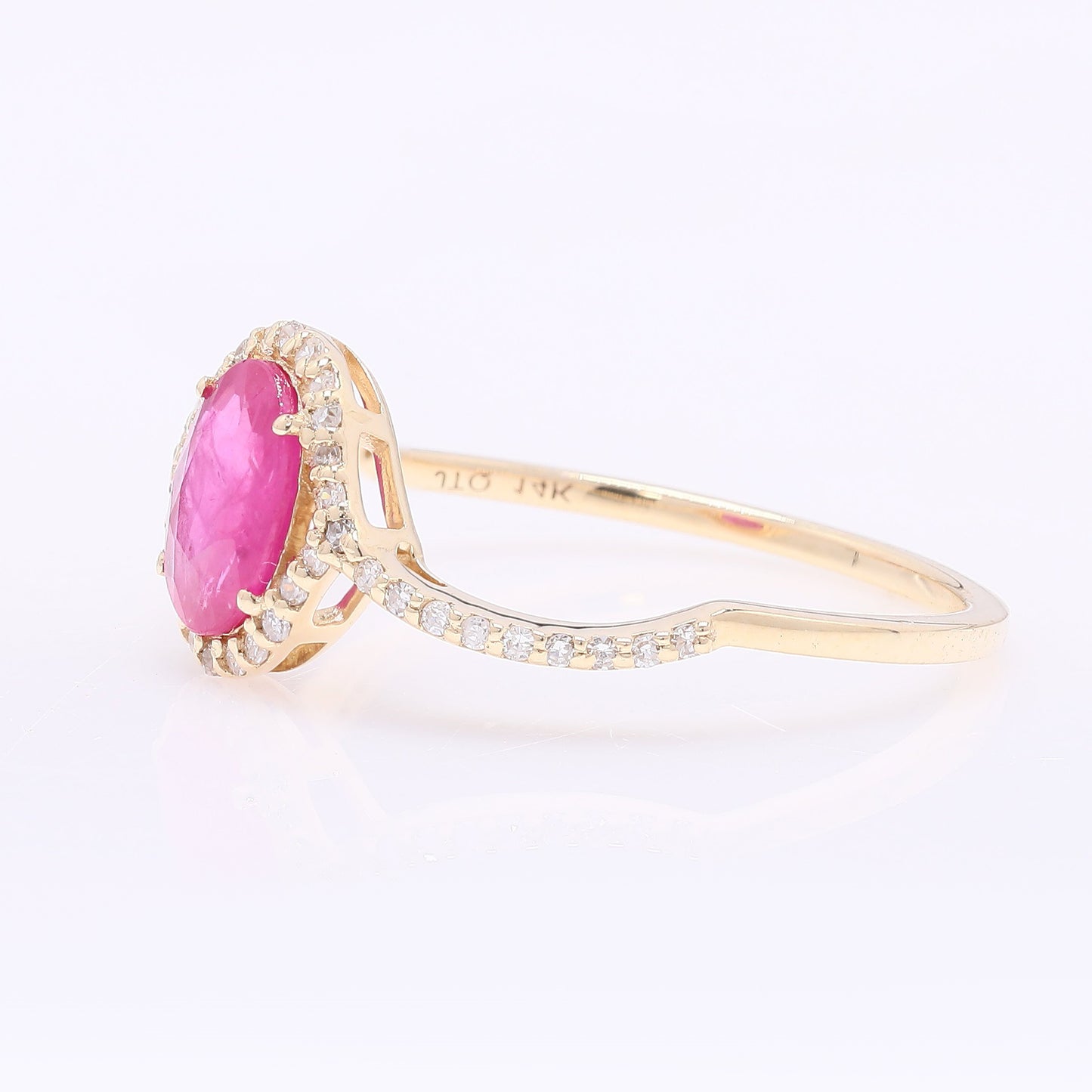 0.89 Ct Oval Mixed Cut Natural Ruby 14K Gold Ring