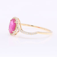0.89 Ct Oval Mixed Cut Natural Ruby 14K Gold Ring