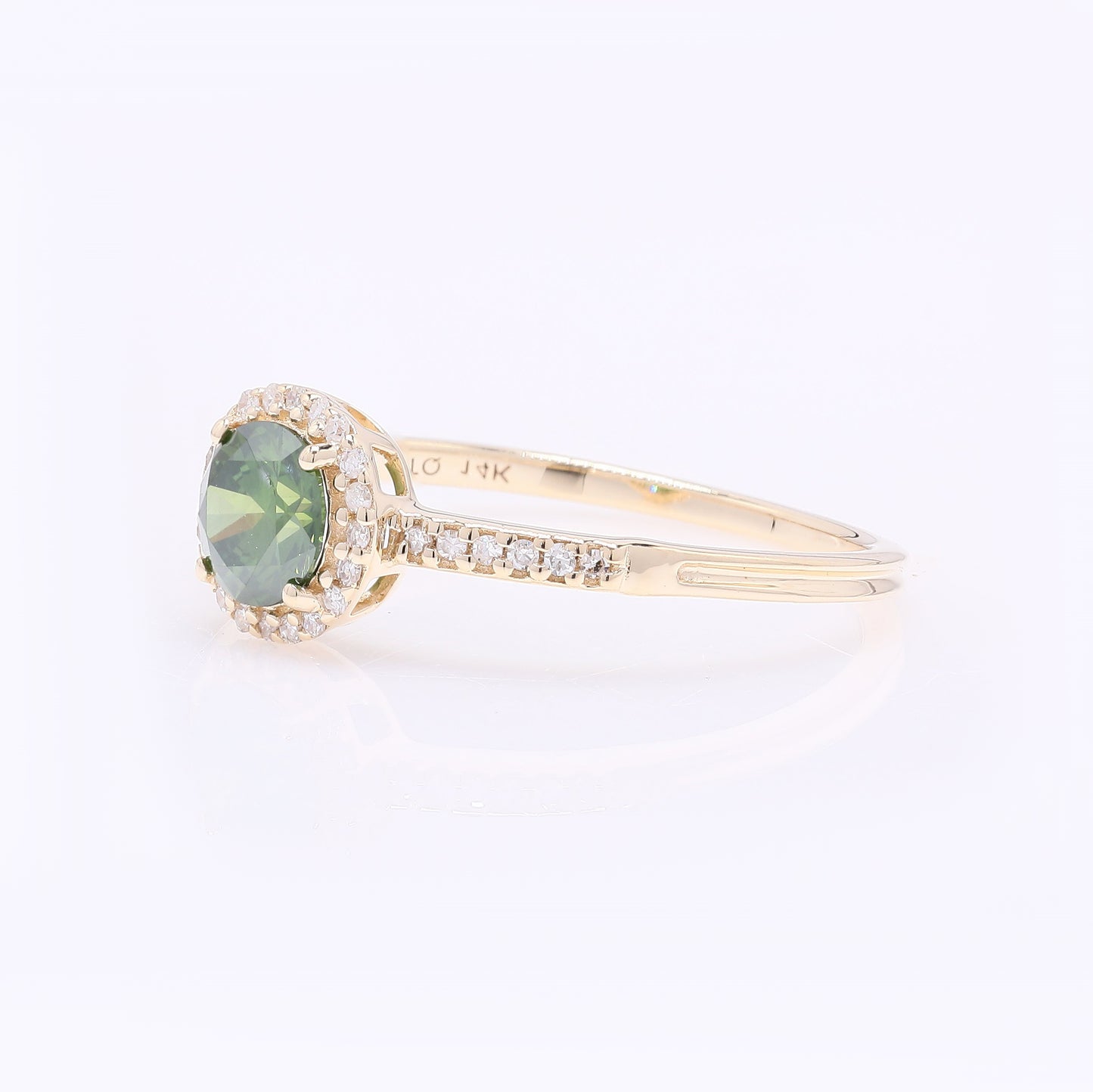 0.64 Ct Round Green Diamond 14K Gold Ring