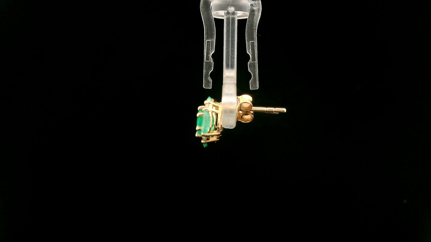 1.45 Ct Round Emerald 14K Gold Earrings