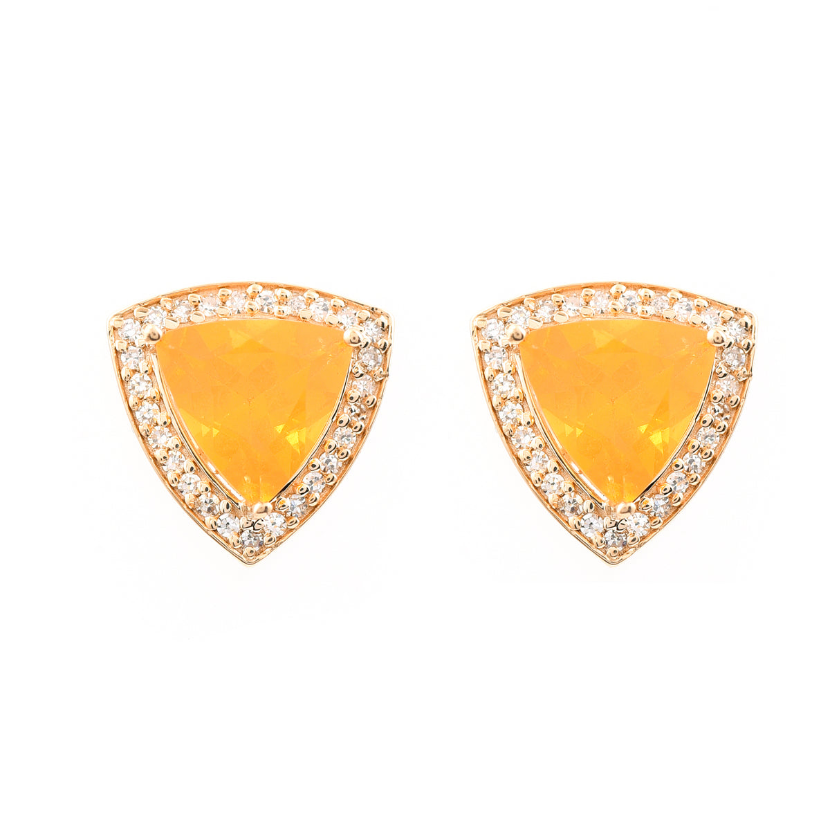 1.60 Ct Triangle Mixed Cut Natural Fire Opal 14K Gold Earrings