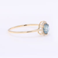 0.74 Ct Round Blue Diamond 14K Gold Ring