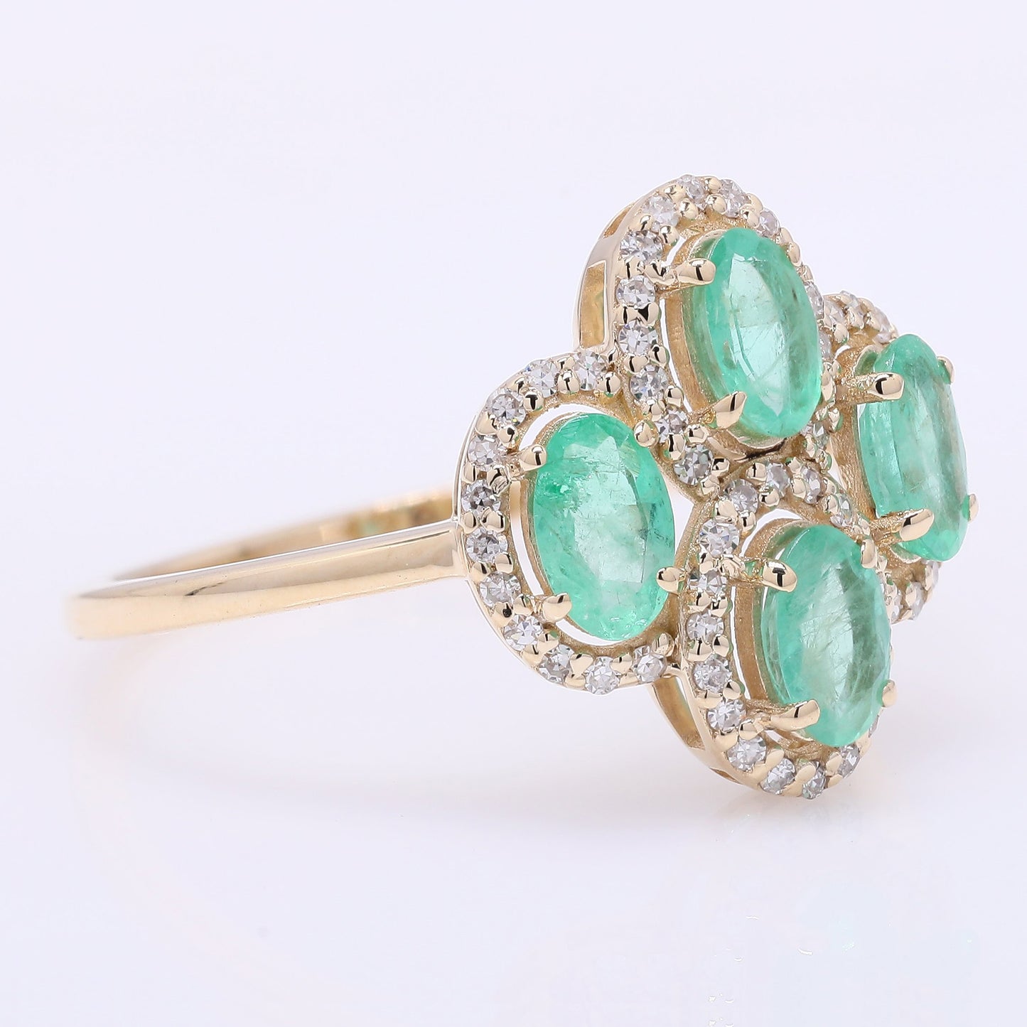 2.19 Ct Oval Mixed Cut Natural Emerald 14K Gold Ring