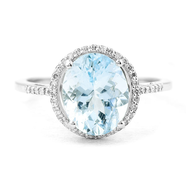 2.86 Ct Oval Mixed Cut Natural Aquamarine 950 Platinum Ring