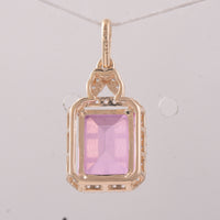 3.35 Ct Octagon Pink Topaz 9K Gold Pendant