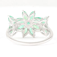 1.54 Ct Marquise Mixed Cut, Round Mixed Cut Natural Emerald 950 Platinum Ring