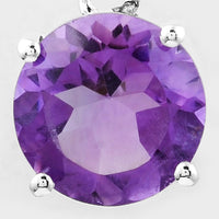 2.43 Ct Round Amethyst, 925 Sterling Silver Pendant