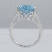 14.82 Ct Oval Swiss Blue Topaz 925 Sterling Silver Ring