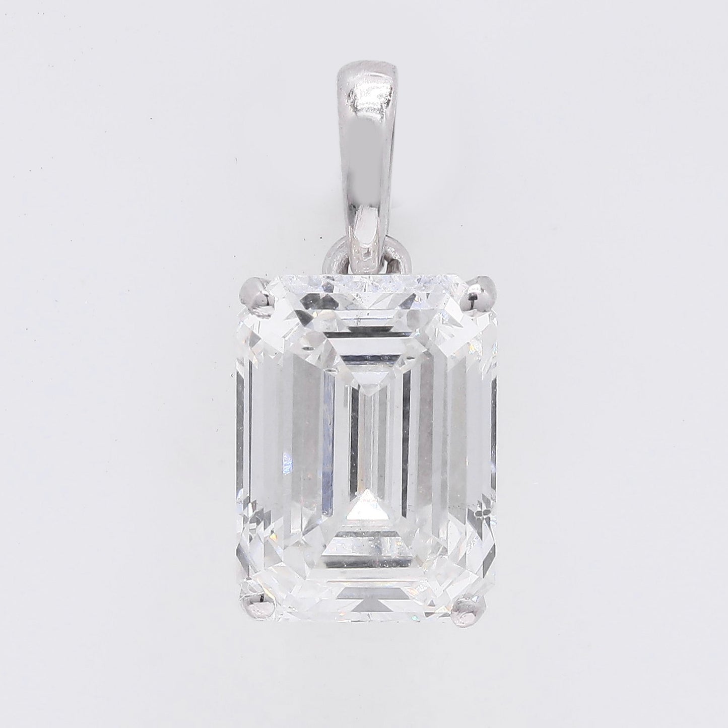 2.96 Ct Emerald Cut Lab Grown Diamond 950 Platinum Pendant