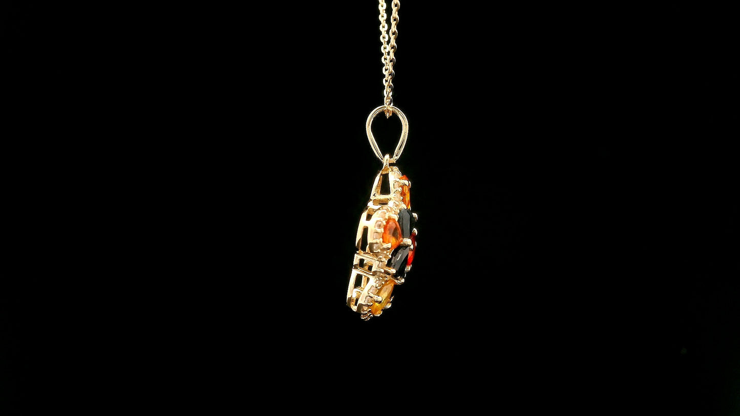 2.76 Ct Round Multi Sapphire 14K Gold Pendant