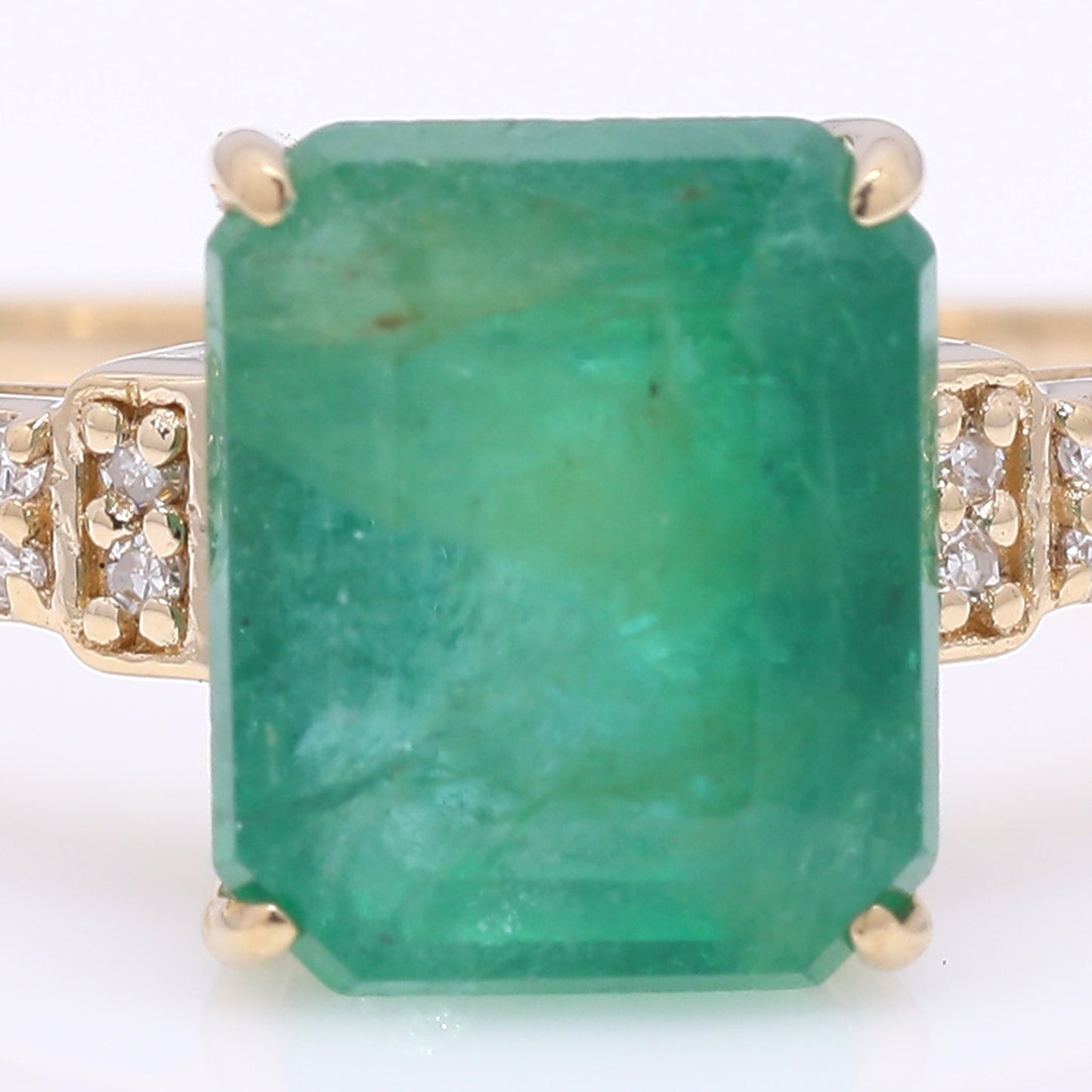 2.98 Ct Octagon Step Cut Natural Emerald 14K Gold Ring