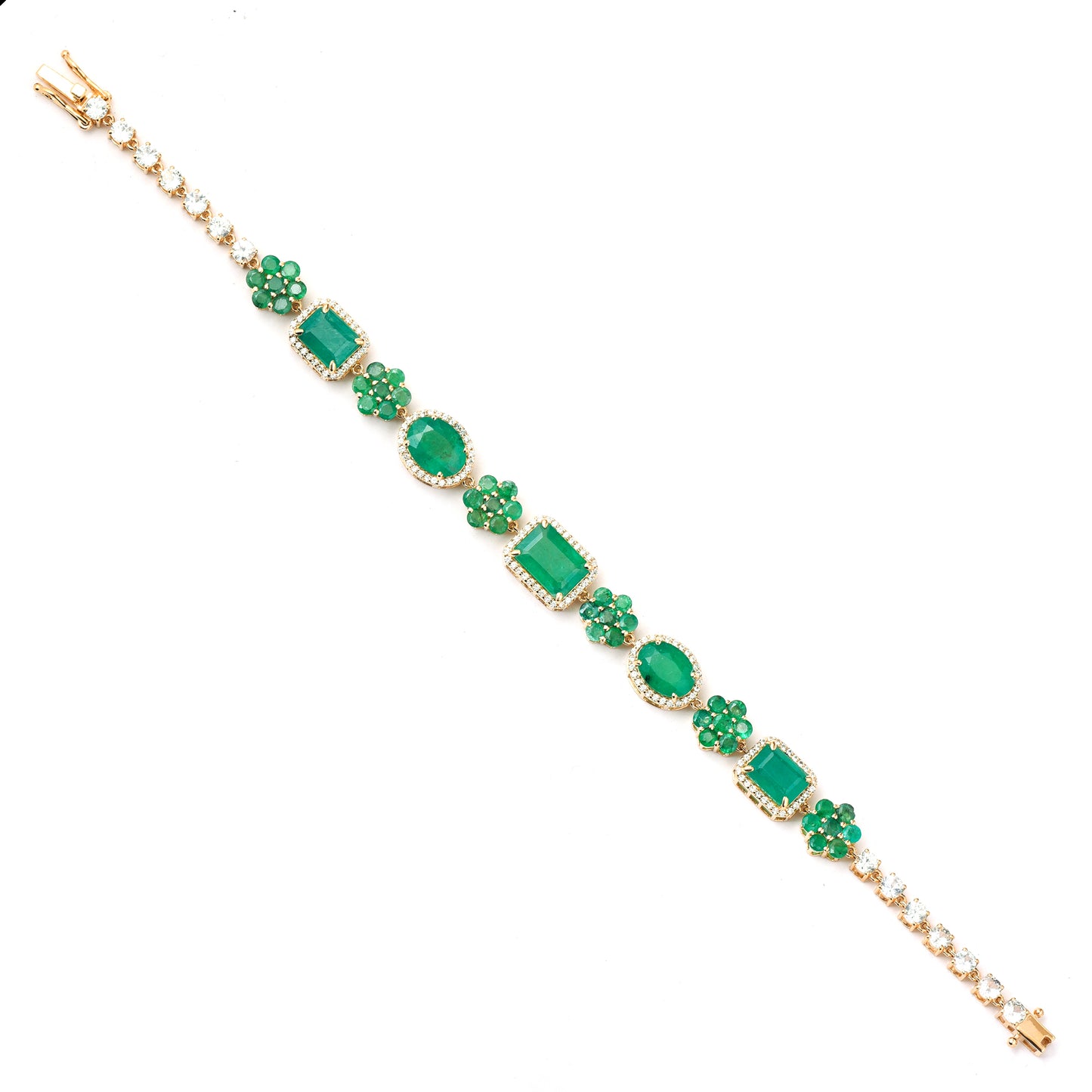 13.90 Ct Natural Emerald 14K Gold Bracelet