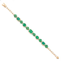 13.90 Ct Natural Emerald 14K Gold Bracelet