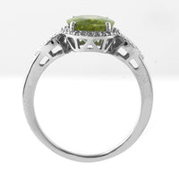 3.20 Ct Oval Mixed Cut Natural Green Sapphire 950 Platinum Ring