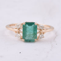 1.49 Ct Octagon Step Cut Natural Emerald 14K Gold Ring