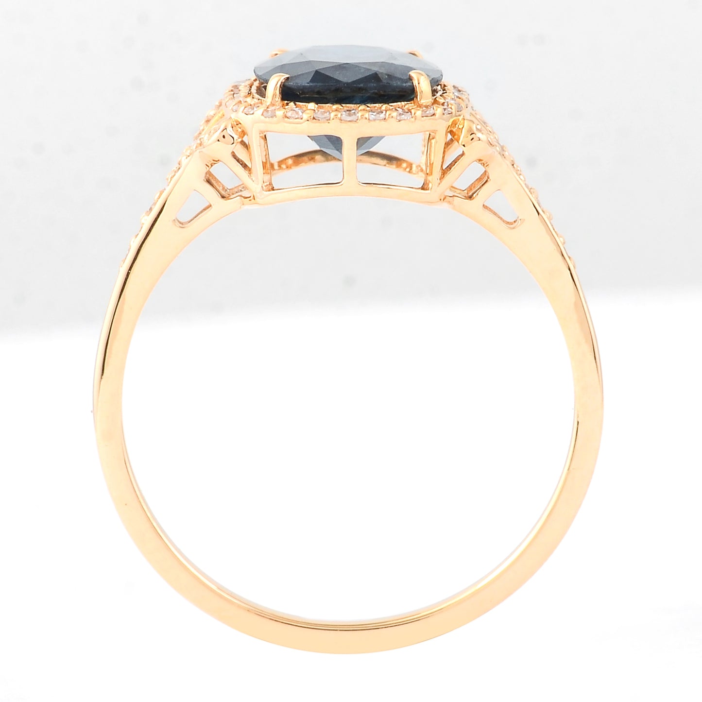 2.31 Ct Cushion Mixed Cut Natural Sapphire 14K Gold Ring