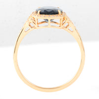 2.31 Ct Cushion Mixed Cut Natural Sapphire 14K Gold Ring